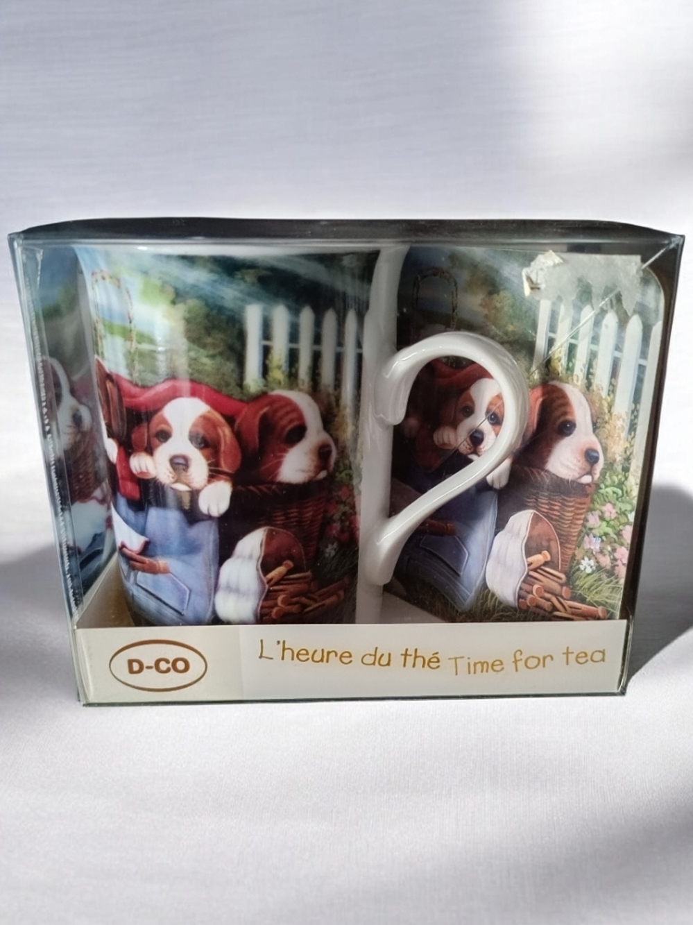 Collectible Puppies "Time for Tea" Ceramic Mug & Coaster Set
